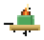 Candle: a lit pixel candle on a wooden holder