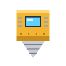 Drillbit icon: a yellow pixel drilling rig with a conical bit