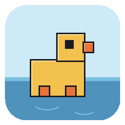 Waddlings icon: a pixel duck on water