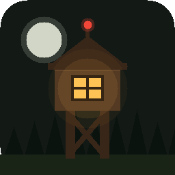 Zombie Watchtower icon: a watchtower in a dark forest under the moon